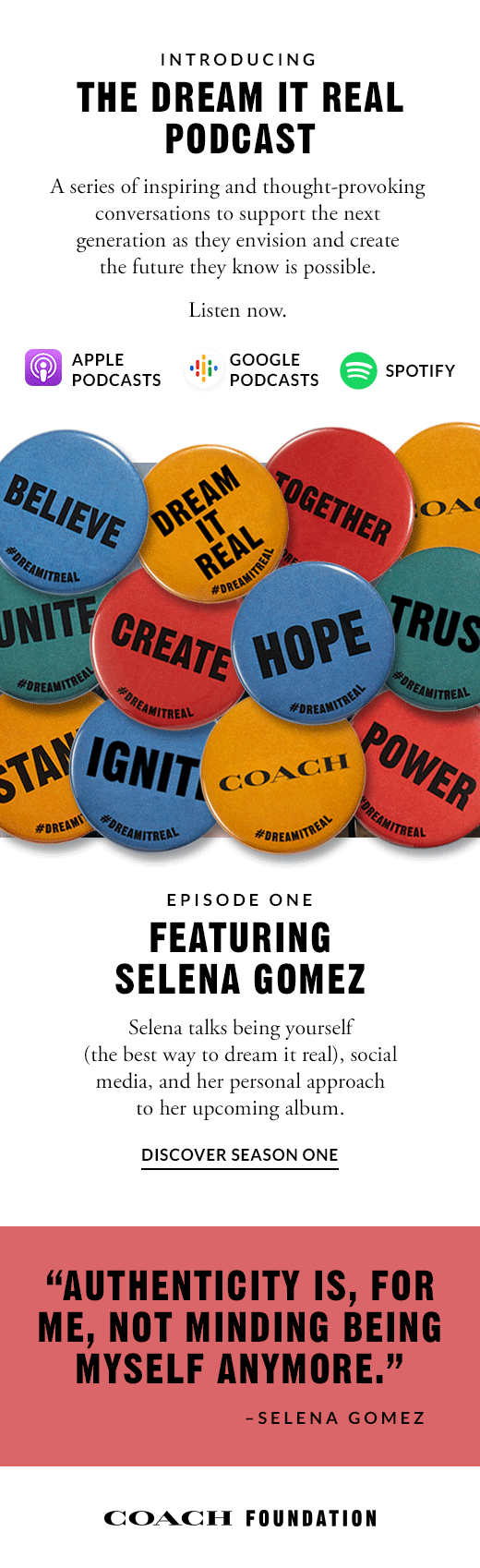 4.15.2019_CoachFoundation_DreamItReal_Podcast_Featuring_Selena_Email_v17